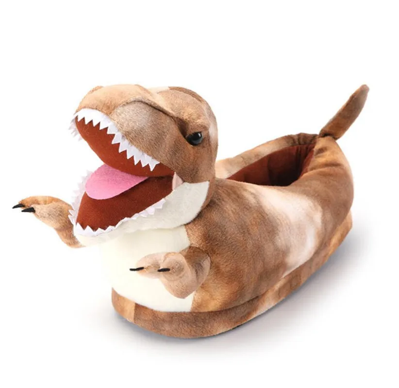 men indoor funny slippers new arrival dinosaur slides furry home slides warm house slippers winter home slides snug cotton shoes free global shipping