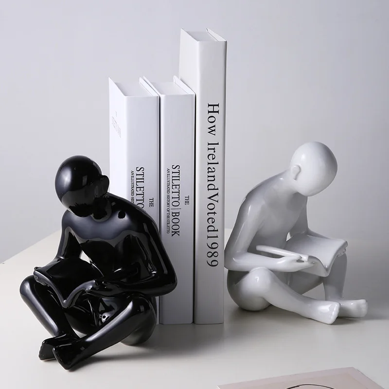 

Nordic Creative Ceramic Characters Bookends Decoration Modern Living Room Porch TV Cabinet Desk Ornaments Model Home Accessories