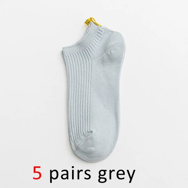 grey VERIDICAL короткие носки Женские однотонные тканые этикетки летние носки-лодочки harajuku низкие носки хлопок японский стиль 5 пар/лот - Цвет: grey