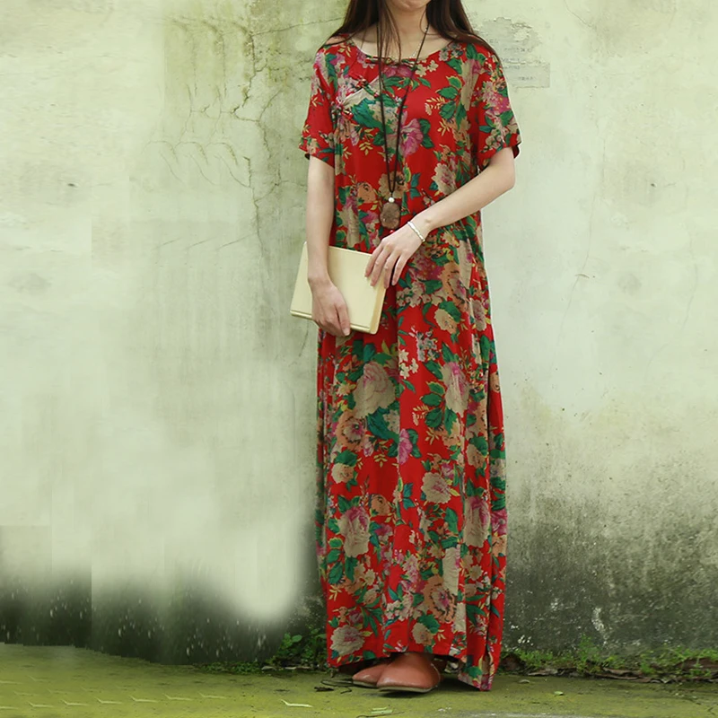 Женский сарафан из смесового хлопка размера плюс повседневные плиссированные