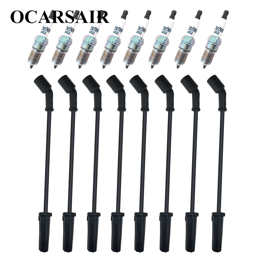 

41-962 +9748HH 16Pcs Spark Plugs +Herlux Wires for Silverado GMC Sierra Hummer H2 Cadillac Escalade LS2 LS3 LS4 LS7