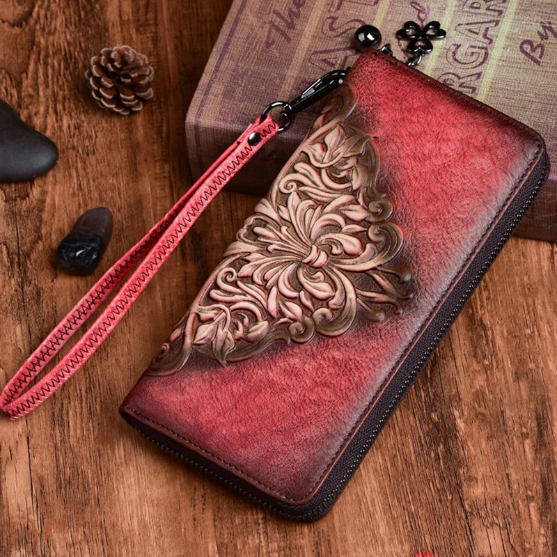 Первый слой воловьей кожи удобная сумка на запястье кошелек мульти карты клатч