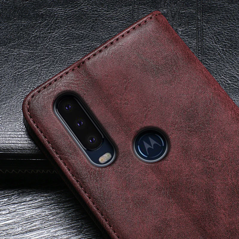 Винтажный кожаный чехол для Motorola One роскошный флип бумажник Action ретро с