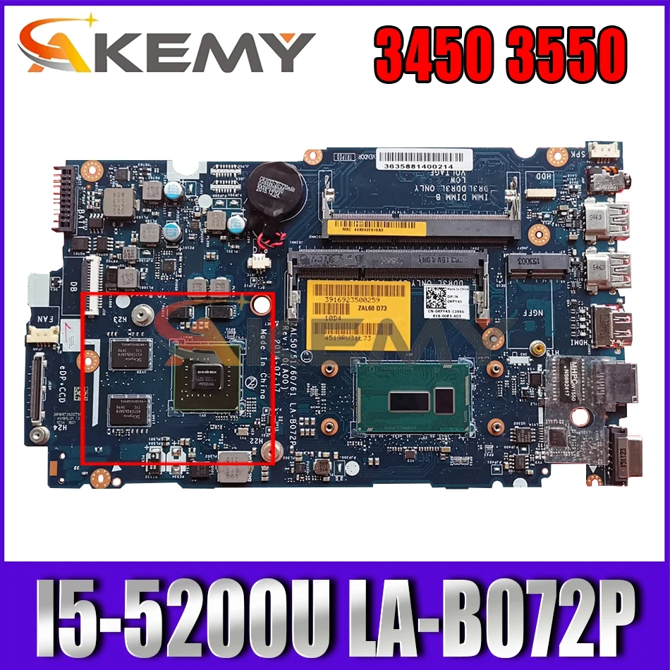 

Brand NEW I5-5200U FOR Dell Latitude 3450 3550 Laptop Motherboard ZAL50 51 60 61 LA-B072P CN-08GJR6 8GJR6 Mainboard 100%Tested