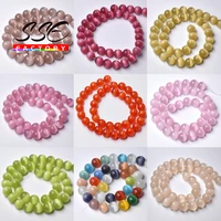 pink green red cat eye stone beads round loose spacer beads for jewelry making diy bracelet accessories 4681012mm 15 strand