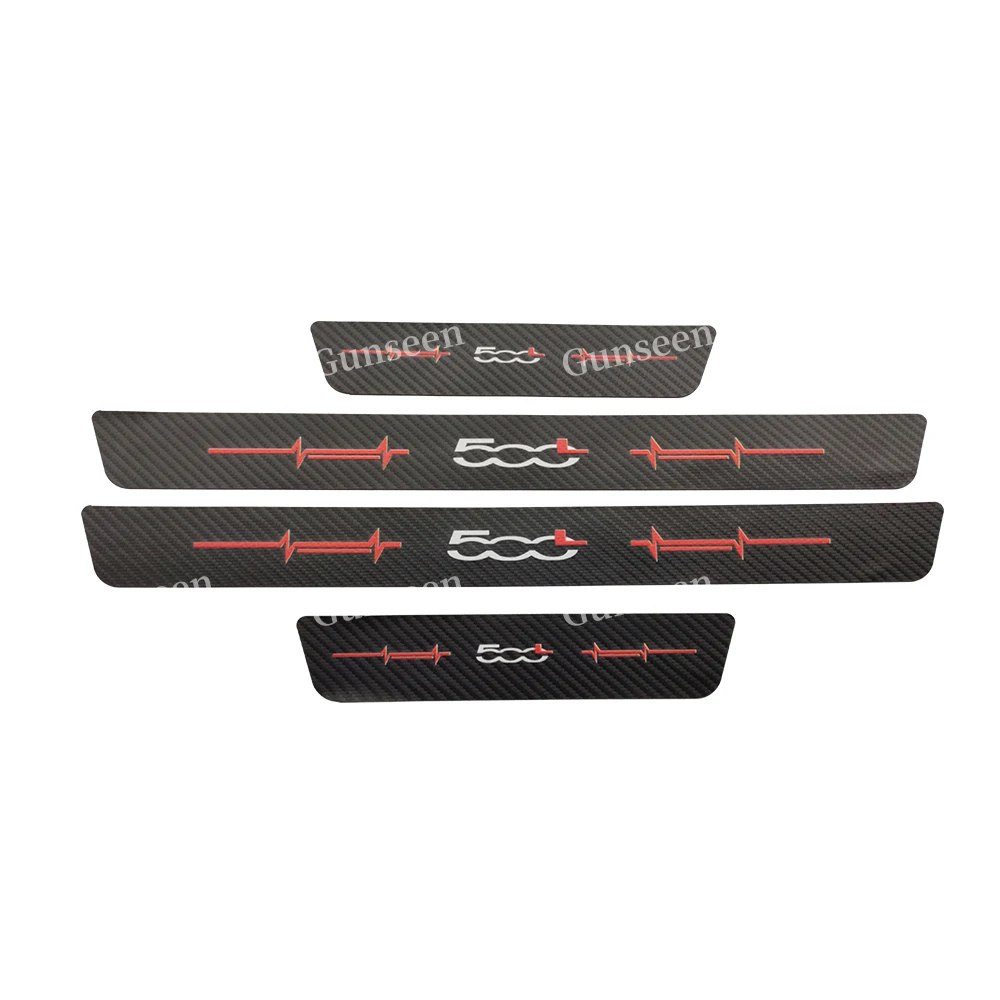 

For Fiat 500L 500 L 2014 2018 2020 Accessories Car Door Sill Leather protector Sticker Strip Auto Scuff Plate pedal Styling Trim