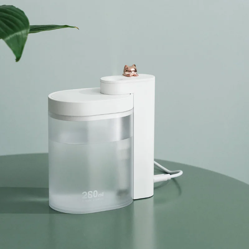 White with Cat Xiaomi Mijia настольный домашний увлажнитель 260 мл переносной тихий настольный USB мини офисный очиститель воздуха для лица с кондиционированием воздуха - Цвет: White with Cat