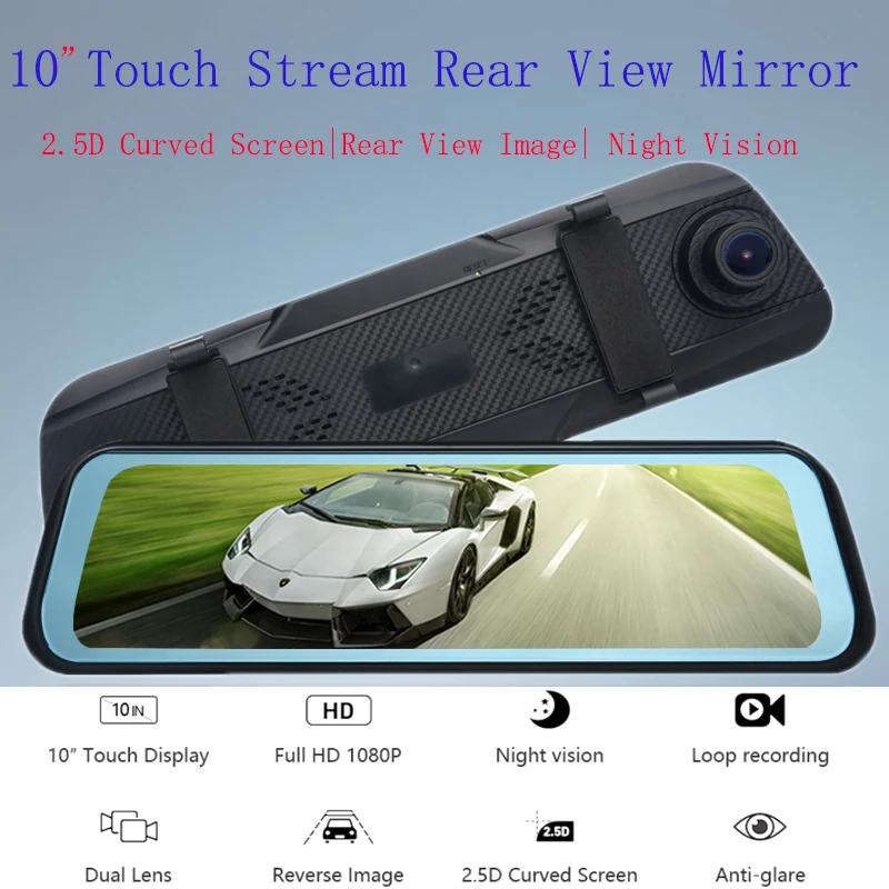 

BigBigRoad Car DVR Dash Camera Cam IPS Stream RearView Mirror For Nissan Terra Kicks Murano Lannia Livina March X-trail X trail