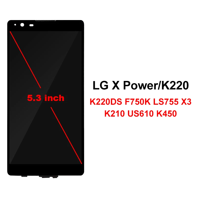 ЖК-дисплей для LG X power K220DS K220, сенсорный ЖК-экран, дигитайзер, запасные части с рамкой для LG X power display