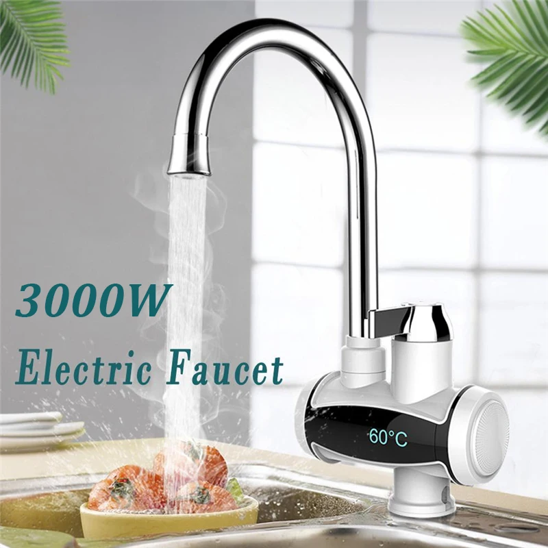 

3KW Tankless Instant Electric Water Heater Faucet LED Digital Display Water Heater Cold Heating Faucet for Kitchen Bathroom