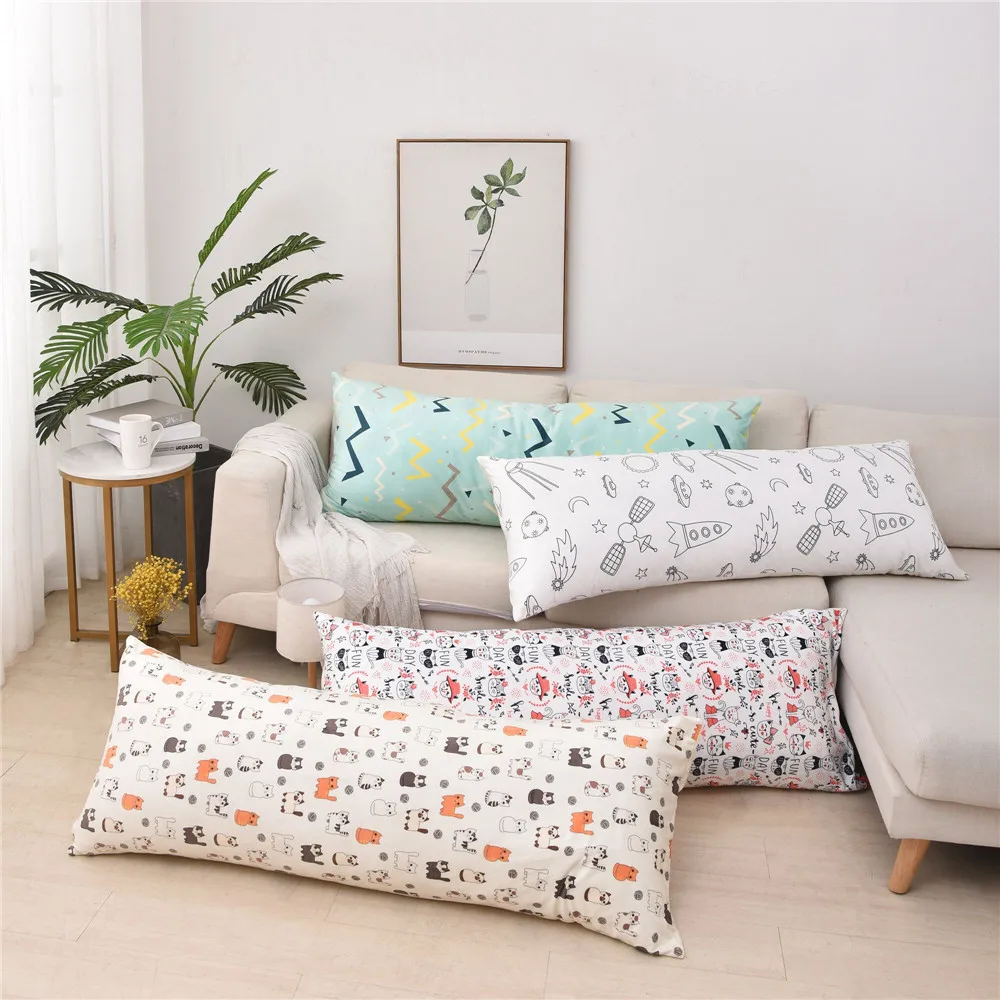 Cartoon Short Plush Long Pillowcase Plants Animals Pattern Bedroom Decor Hugging Body Pillow Cover Double Sleeping Case | Дом и сад
