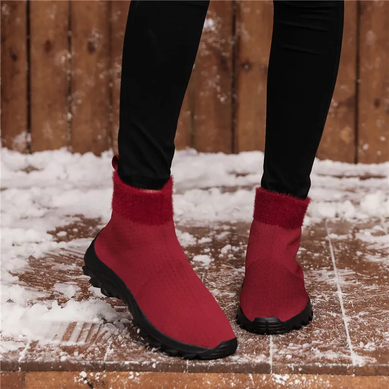 Женские кроссовки для бега зимние вязаные носки женская обувь светильник