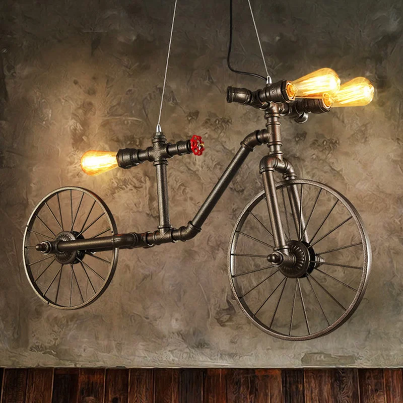 

E27 Nordic Iron Retro Cafe pendant lamp Bedroom Restaurant Bar Industrial Wind Creative Individual Bicycle Pendant Lights