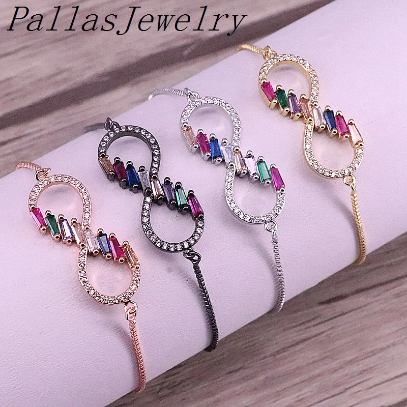 

8Pcs Cubic Zirconia Crystal CZ Adjustable Bracelet in Mix Color For Women Gift Bracelet