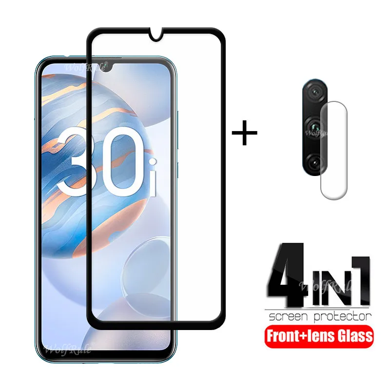 

4-in-1 For Huawei Honor 30i Glass For Honor 30i Full Tempered Glass For Huawei Y8P Y5P Y6P Honor 9S 9X Lite X10 30i Lens Glass