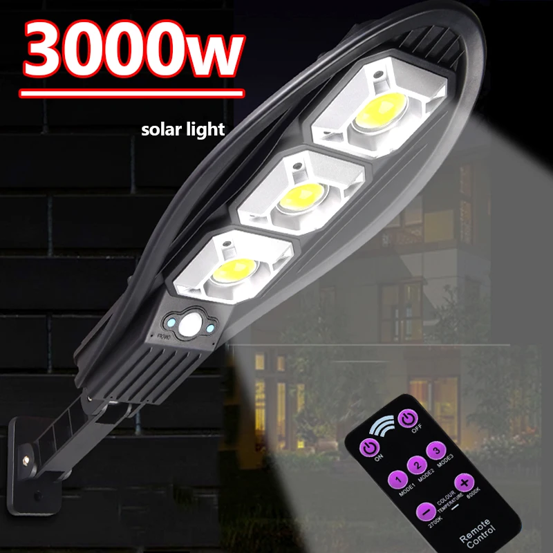 

3000Watts Solar Street Light 108/90/60COB Induction LED Lamp Waterproof PIR Motion Brightest Light Lantern for Garden Courtyard
