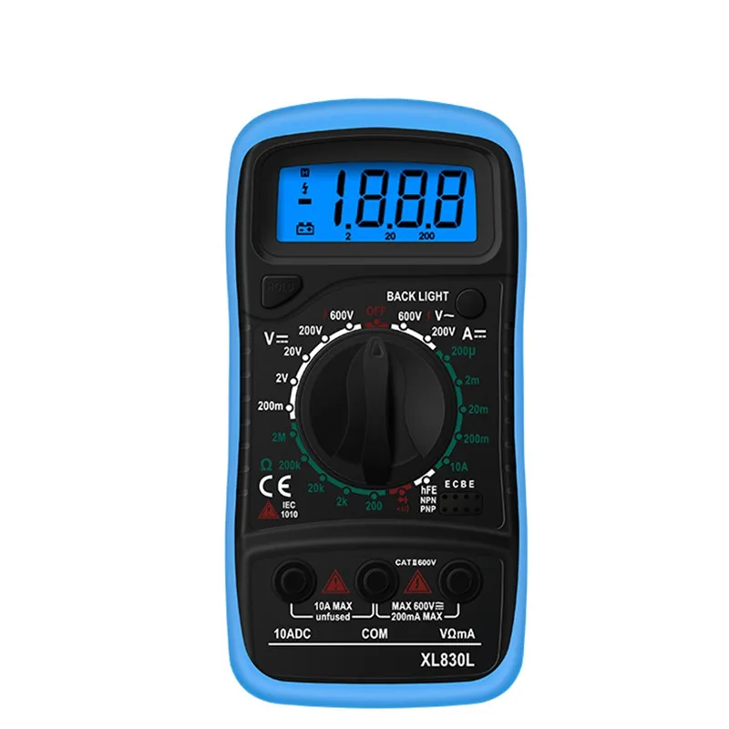 XL830L мультиметр портативный ЖК-цифровой мультиметр с подсветкой AC/DC Амперметр Вольтметр Ом тестер метр ручной мультиметр тестер