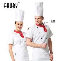 2020 chef jacket men women sushi costume kitchen restaurant uniform shirt cuisine bakery cafe hotel overalls with chef scarf