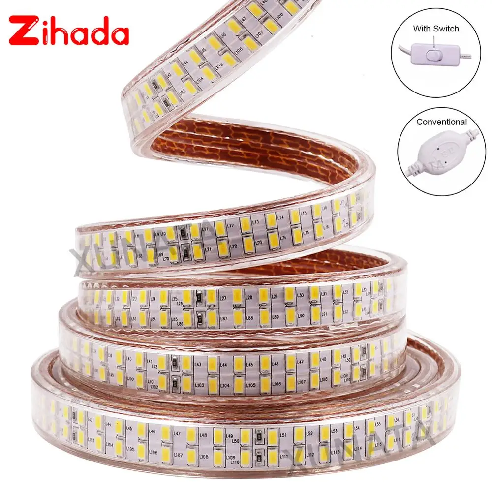 Двухрядная Светодиодная лента 220 В переменного тока 240 SMD 5730 супер яркая