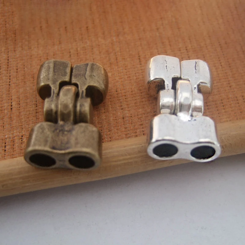 5 комплектов Античная Бронза/серебристый цвет двойные отверстия магнитные