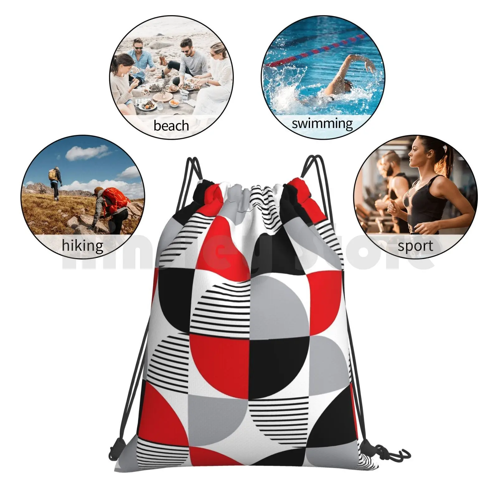 

Colorful Geometry Backpack Drawstring Bags Gym Bag Waterproof Colorful Geometric Geometrical Geometric Stripes Circles