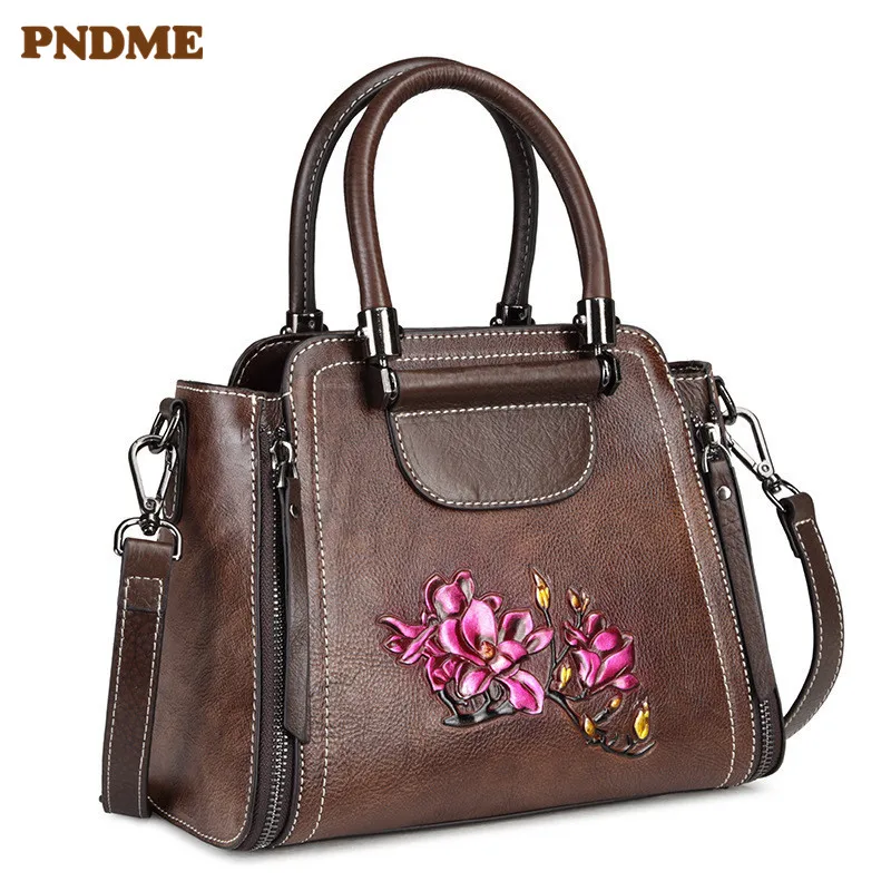 

PNEME модная винтажная женская сумка ручной работы из натуральной кожи с тиснением дизайнерские роскошные женские сумки-мессенджеры через пл...