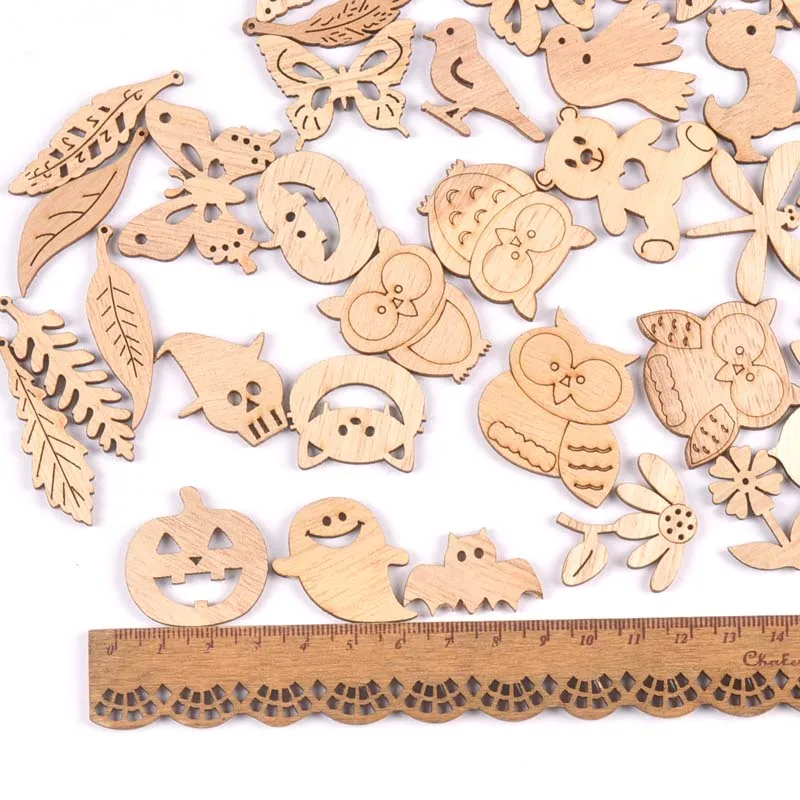 25 шт. Винтажные Цветы/Совы/Листья DIY деревянные орнаменты для скрапбукинга