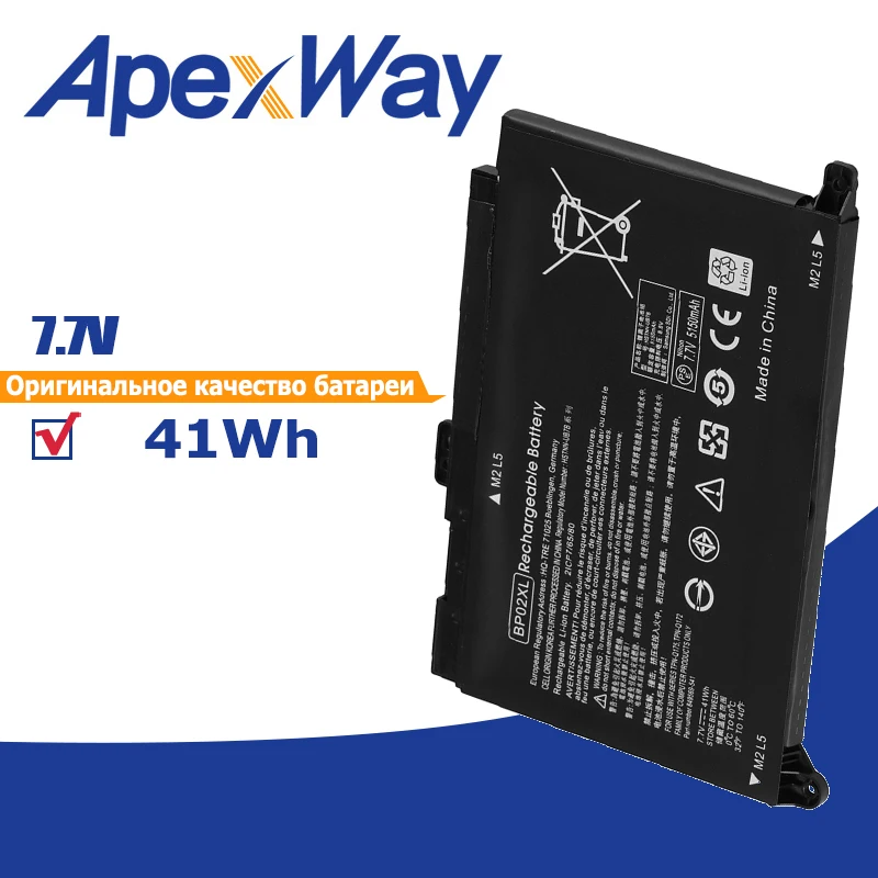 

Apexway 41Wh 7.7V BP02XL Battery For HP Pavilion Notebook 15 849569-421 849569-541 849569-542 849569-543 849909-850 HSTNN-UB7B