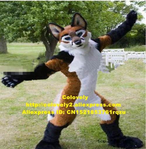 Длинная меховая пушистая коричневая лиса волк хаски собака костюм талисман