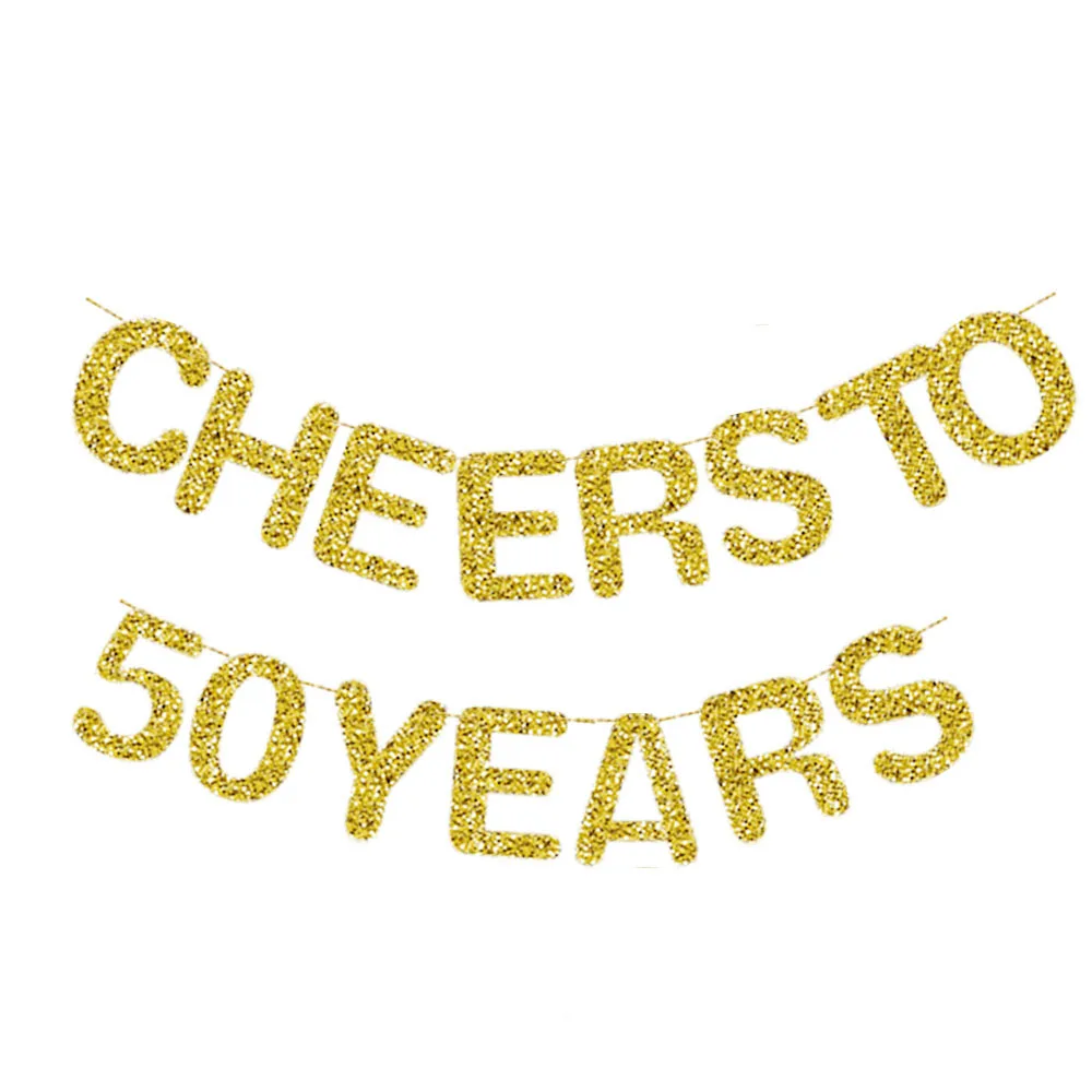 

Gold Glittery Cheers To 30th 40th 50th Birthday Banner for Birthday Party Decorations Party Supplies