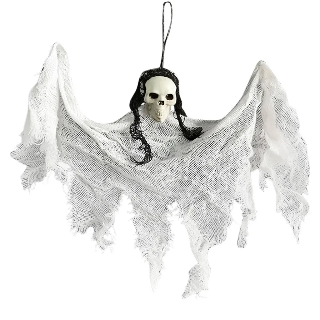 

Scary Halloween Skull Ghost Ornament Hanging Horror Skeleton Wizard Cloth Doll Pendant Haunted House Decoration