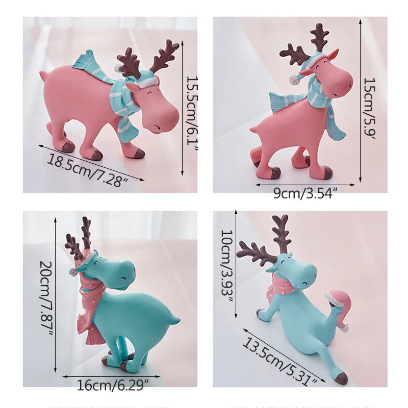 

Strongwell Pink Blue Elk Model Deer Sculpture Animal Miniature Figurine Christmas Decor Home Decoration New Year Gifts Cartoon