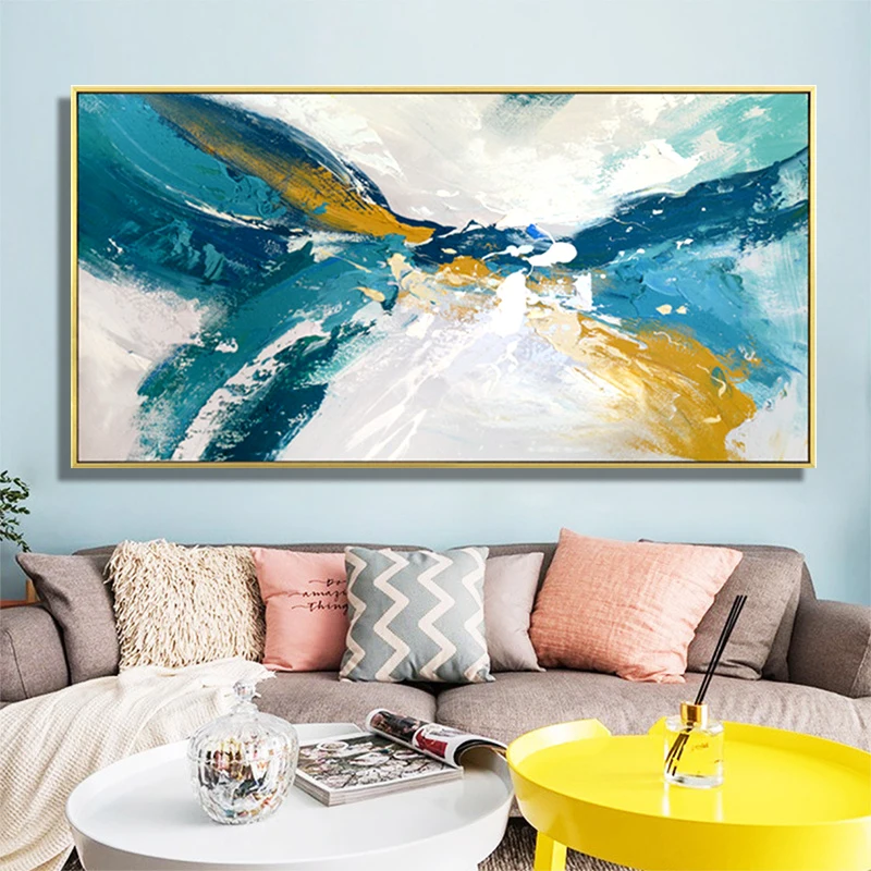 100% ручная роспись абстрактное голубое небо художественная живопись на холсте