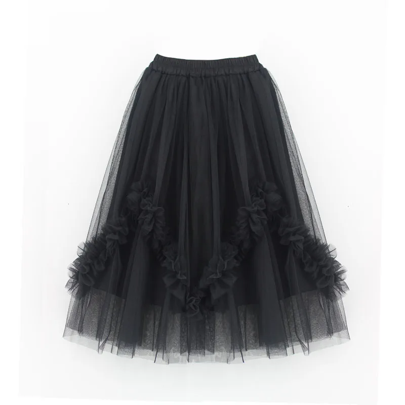 Уникальная детская розовая черная желтая юбка-пачка с оборками летние длинные