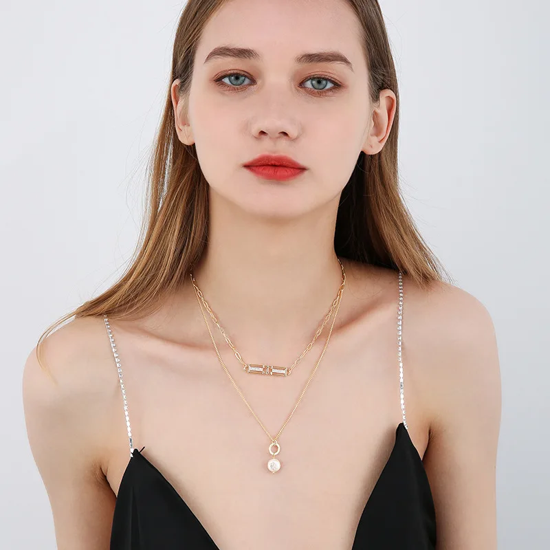 

LEIZNO Alloy Necklace Pendant for women's jewelry Unusual body Champagne gold S925 Silver Chain fashion pandora 2021 trend
