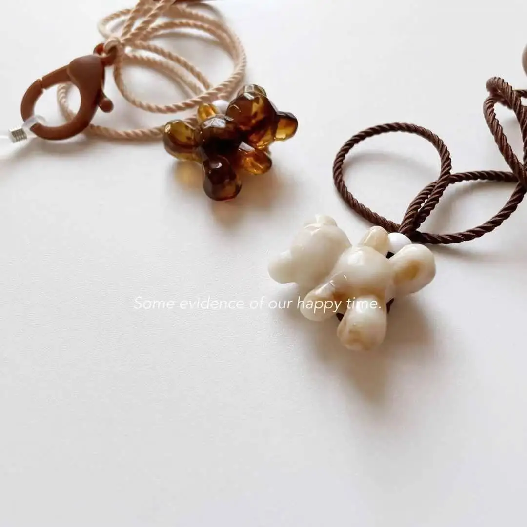 

New creative cartoon brown bear nylon lanyard necklace glasses chain