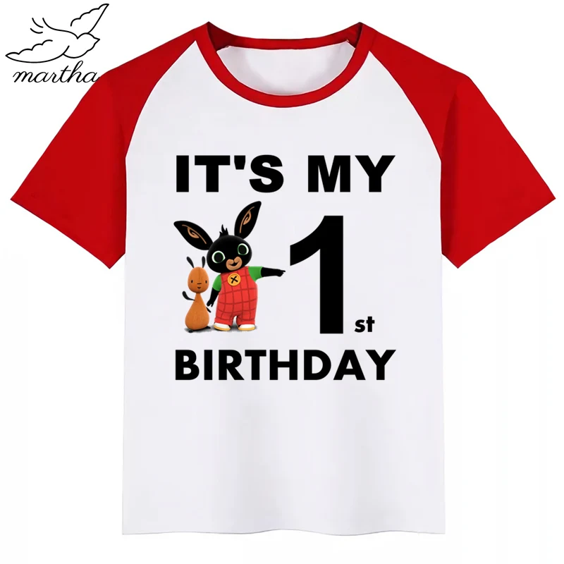 Новая детская футболка для детей с мультяшным кроликом Bing и Забавные футболки
