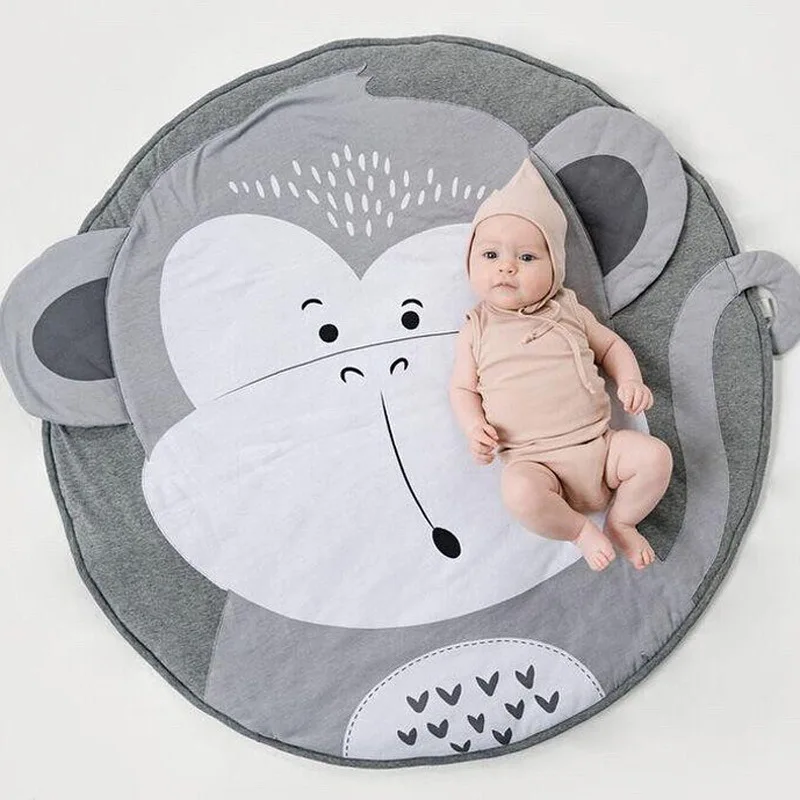 

Infant Crawling blanket 90CM Creative elephant Design Baby Play Mat Round Carpet Cotton Animal Playmat Newborn Kids Room Decor