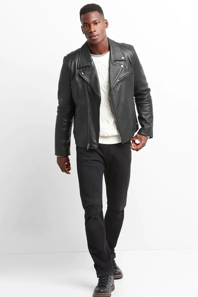 

Very Good leather! American without coating fall grain cow hide leather cow leather man jacket
