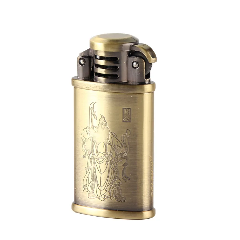 

Butane Gas Smoking Lighter Grinding Wheel Retro Nostalgic Old Fashioned Creative Guan Yu Thin Grinding Wheel Cigarette Lighter