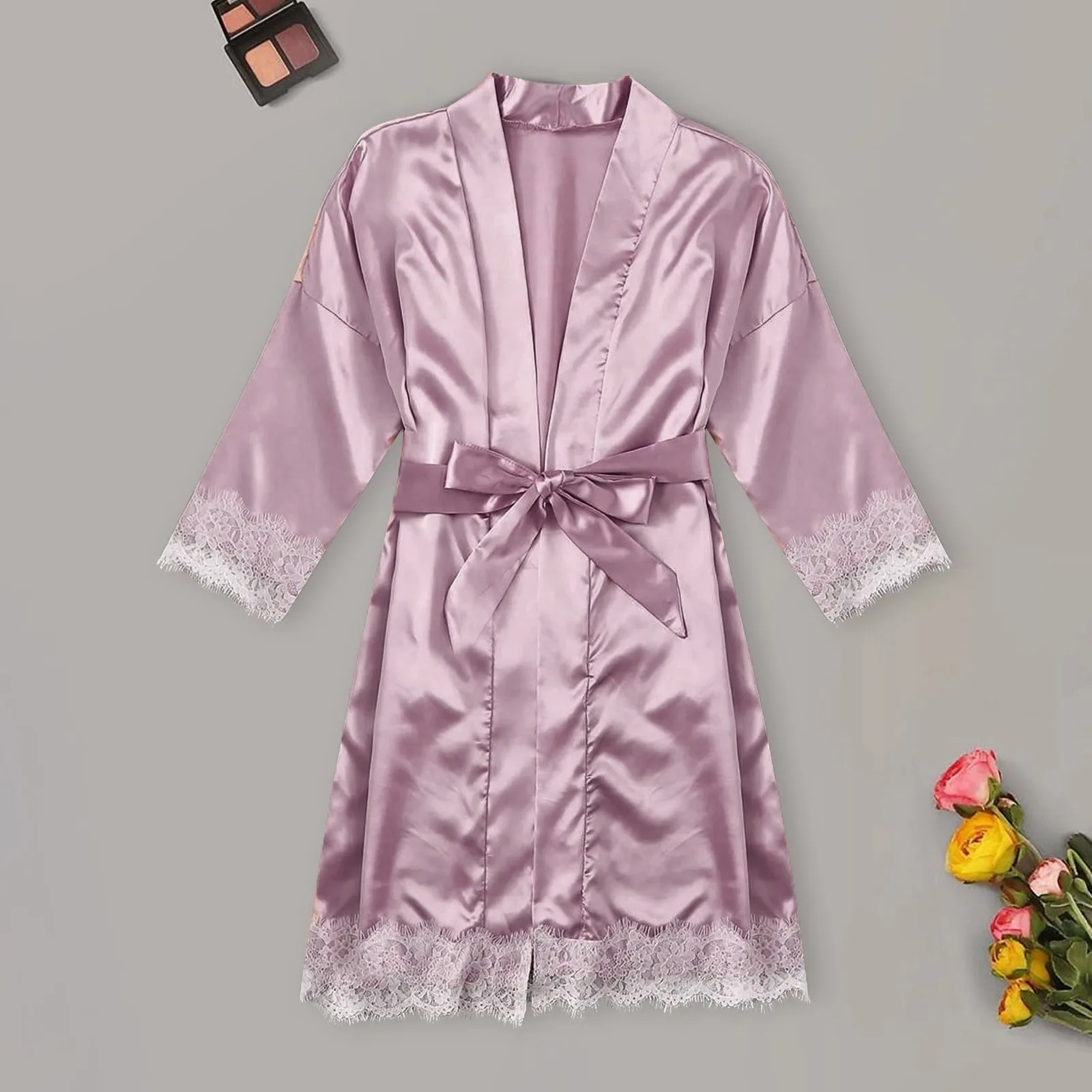 

Модная женская летняя обувь мини кимоно халат женский пятно банный халат шелковая ночная рубашка, одежда для сна, пижамы, пижама, нарядное п...