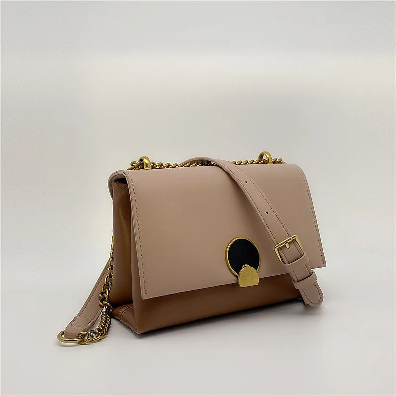 

New personalized lock chain bag simple one shoulder messenger bag soft leather small square bag women's texture handbag