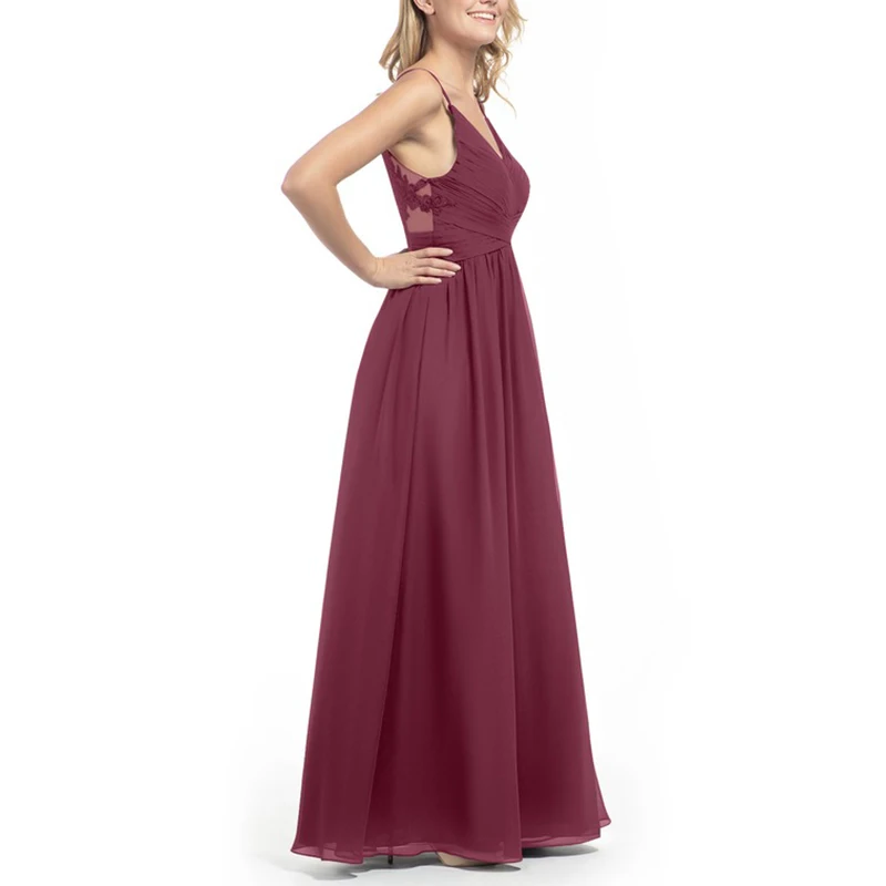 Тутовое платье подружки невесты шифоновое свадебное платье с разрезом Vestidos De Boda Invitada вечерние платья спагетти платье с бретельками