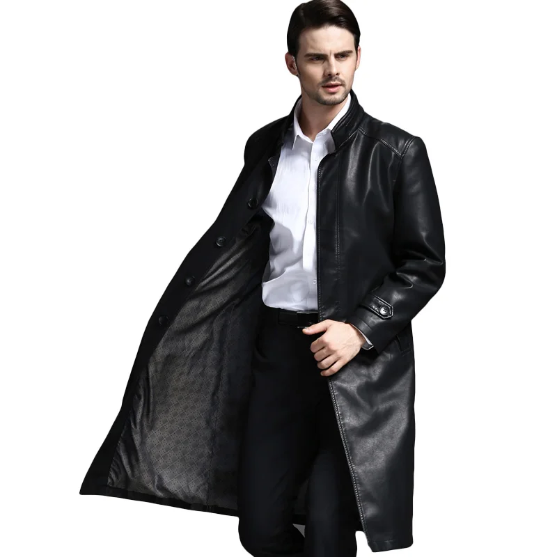 Мужская одежда из натуральной кожи 2020 Мужское пальто овчины Длинная кожаная