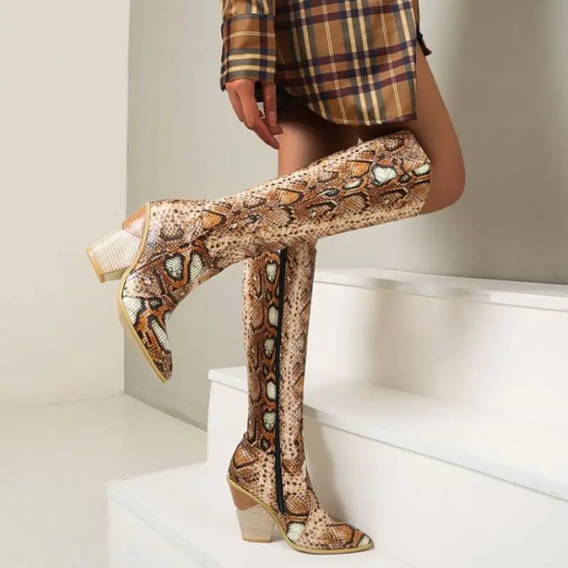 

RIZABINA Size 34-43 Women Knee Boots Zipper Sexy Pointed Toe High Heel Winter Shoes Woman Warm Long Boot Lady Office Footwear