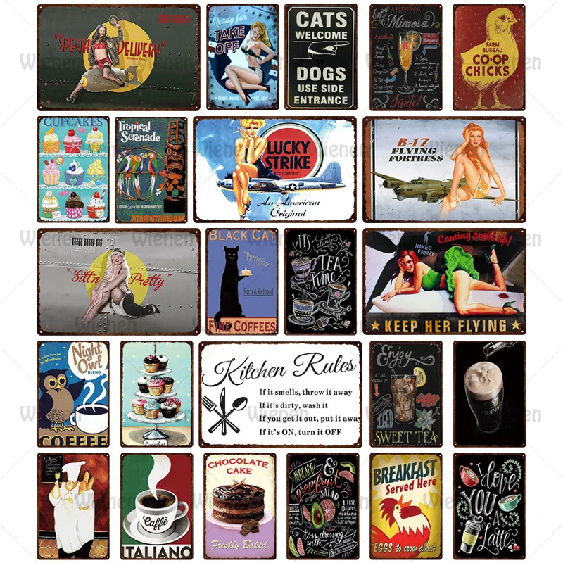 Кафе Декор Ретро металлическая Оловянная вывеска кофейный торт сексуальная