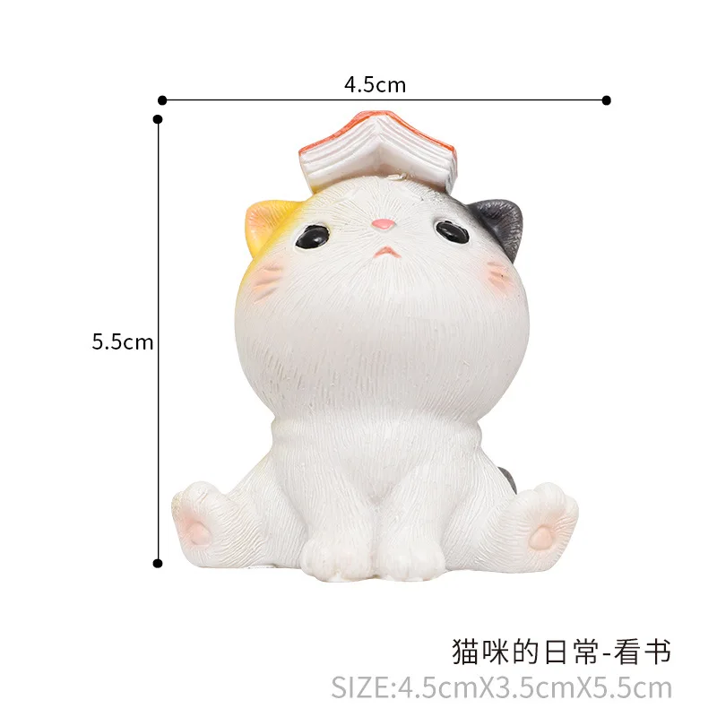 

Creative Cat Cute and Playful Resin Handicraft Ornaments Desktop Interesting Decorations Cartoon Cat Furnishings Home Decor