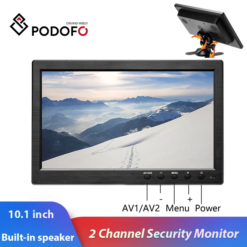 Podofo 10," ЖК-дисплей HD монитор Мини ТВ& компьютер Цвет дисплея Экран 2 канала видео Вход безопасности для контроля уровня сахара в крови с Динамик VGA HDMI