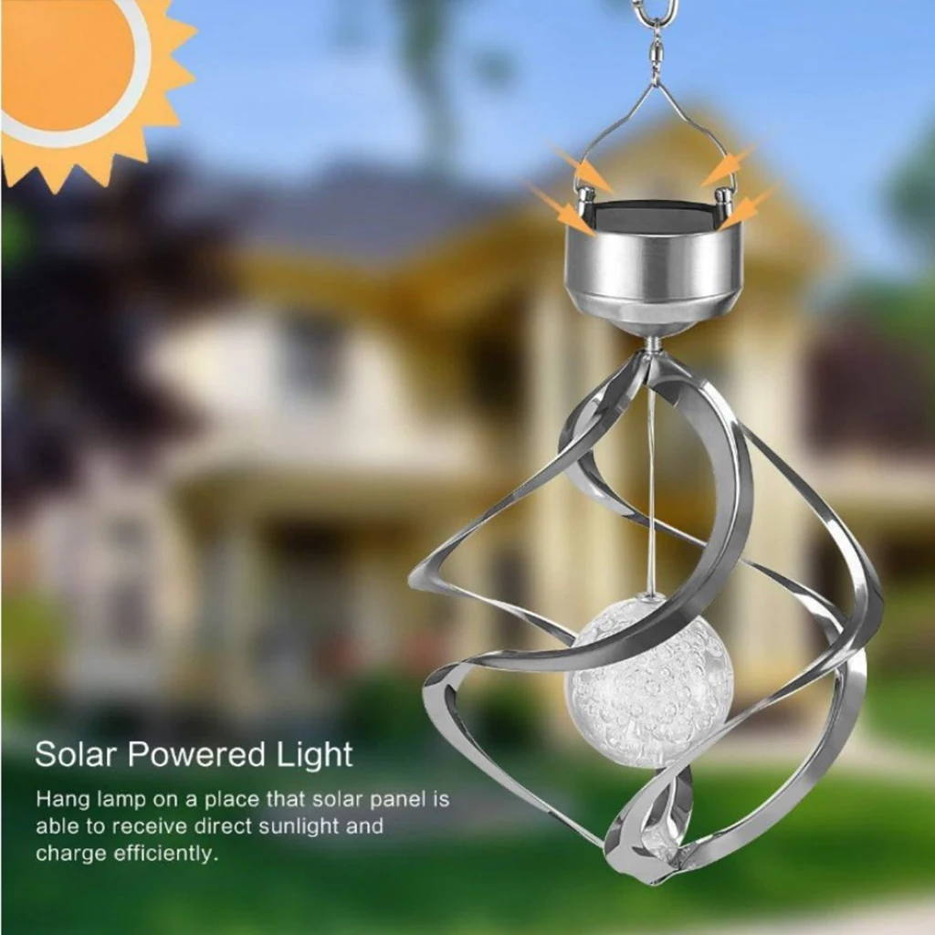 

LED Solar Wind Chime Crystal Ball Light Color Changing Waterproof Hanging Solar Light For Home Garden Yard Decoration