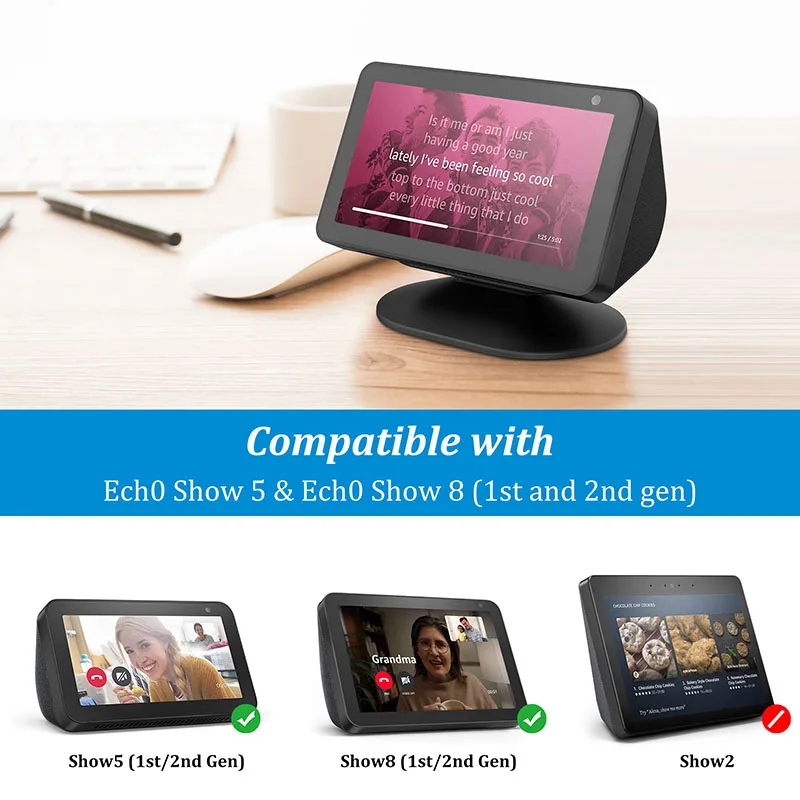 PlusAcc Magnetic Stand for Echo Show 8 5 (1st &amp 2nd Gen) with Swivel Tilt Adjustable Function to Get Good Viewing/Camera Angle |